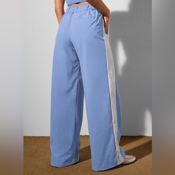 Fabletics x Malbon Women’s  Pleated Wide Leg Golf Trouser Blue/White  NWT Small - Picture 5 of 8